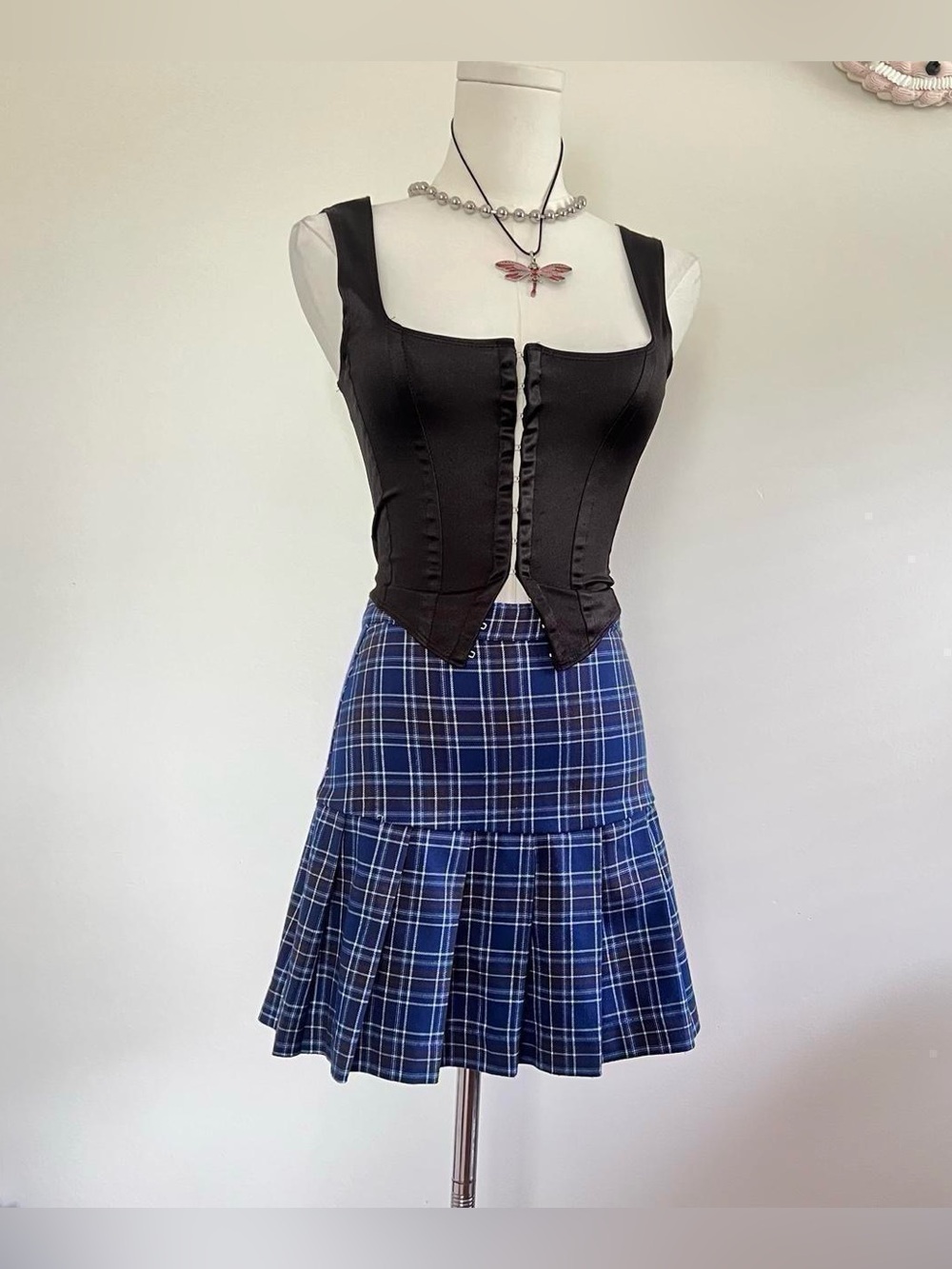 H&M Plaid Mini Skirt in Blue & Black